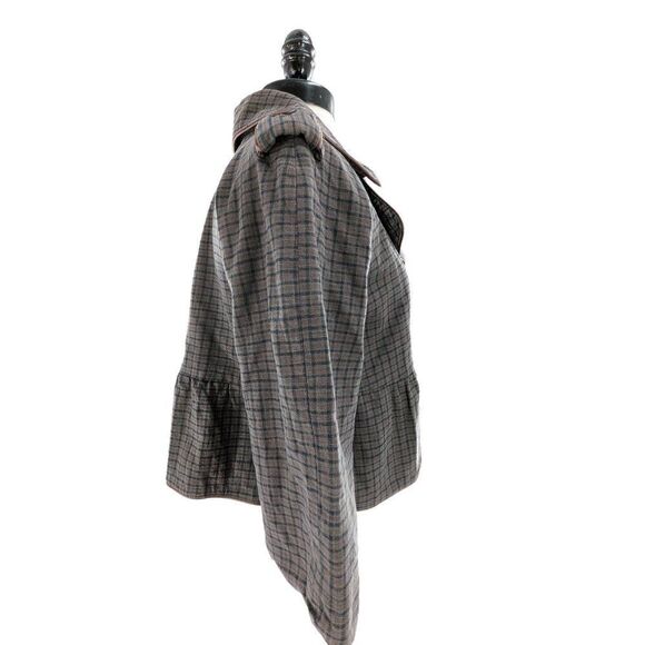 Shyde Women's Cotton Blend Large Collar Plaid Peplum Coat Size Medium - Picture 8 of 16